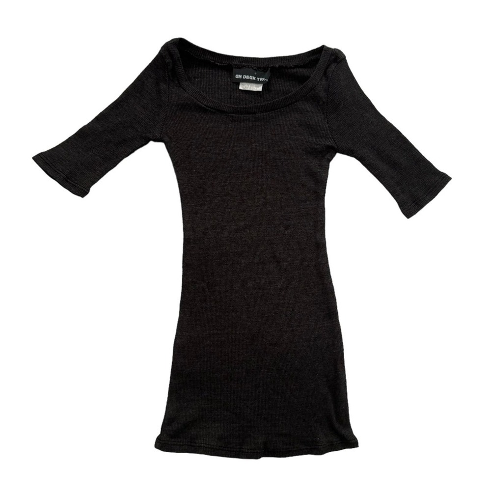 Un Deux Trois Long Stretchy Black Shirt Kids Size Small